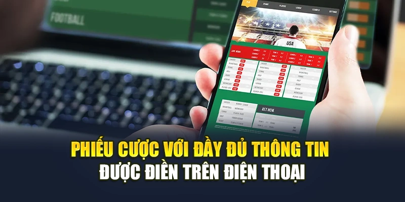 Phiếu cược với đầy đủ thông tin được điền trên điện thoại